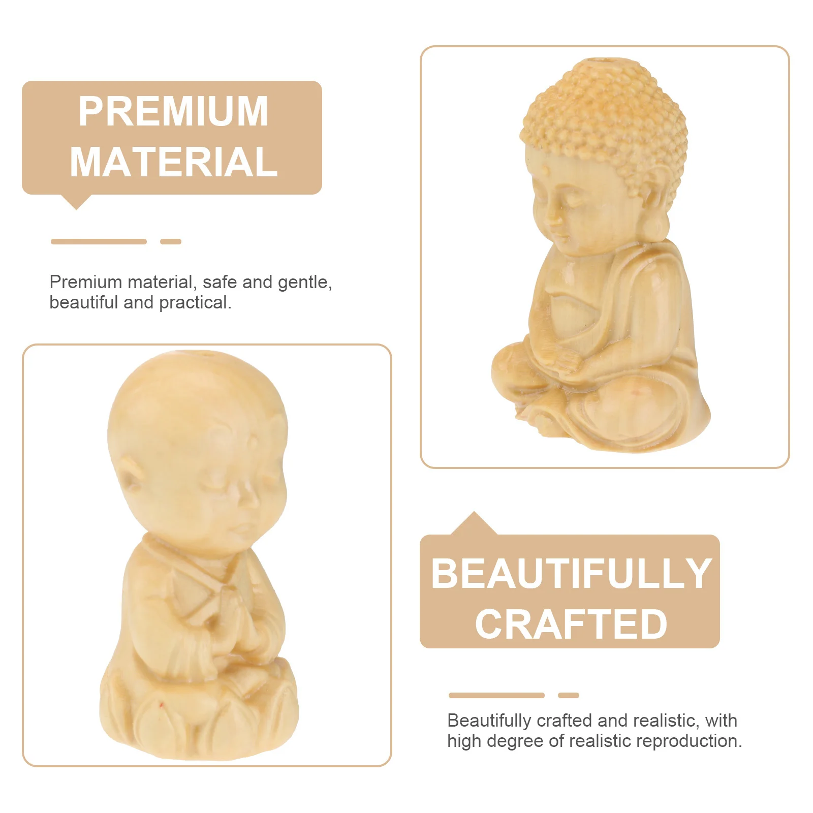 

3Pcs Mini Buddha Avalokitesvara Statues Carved Wooden Buddhist Decor Stable Base Zen Landscape Micro Flowerpot Decoration