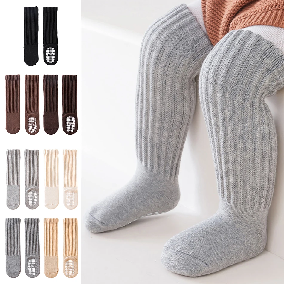 아기 긴 튜브 양말, 부드럽고 테리 소재, 두껍고 따뜻함, 미끄럼 방지 밑창, 안전하고 귀여운 스타킹, 프리미엄 품질