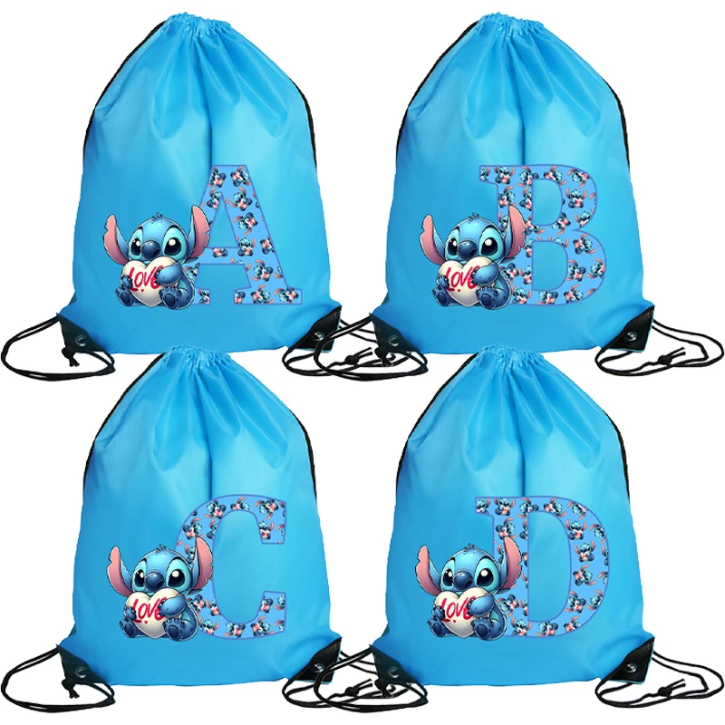 Stitch Disney borsa con coulisse sport zaino impermeabile Bundle Pocket Terylene borse da basket Cartoon Anime Birthday Cute Gifts