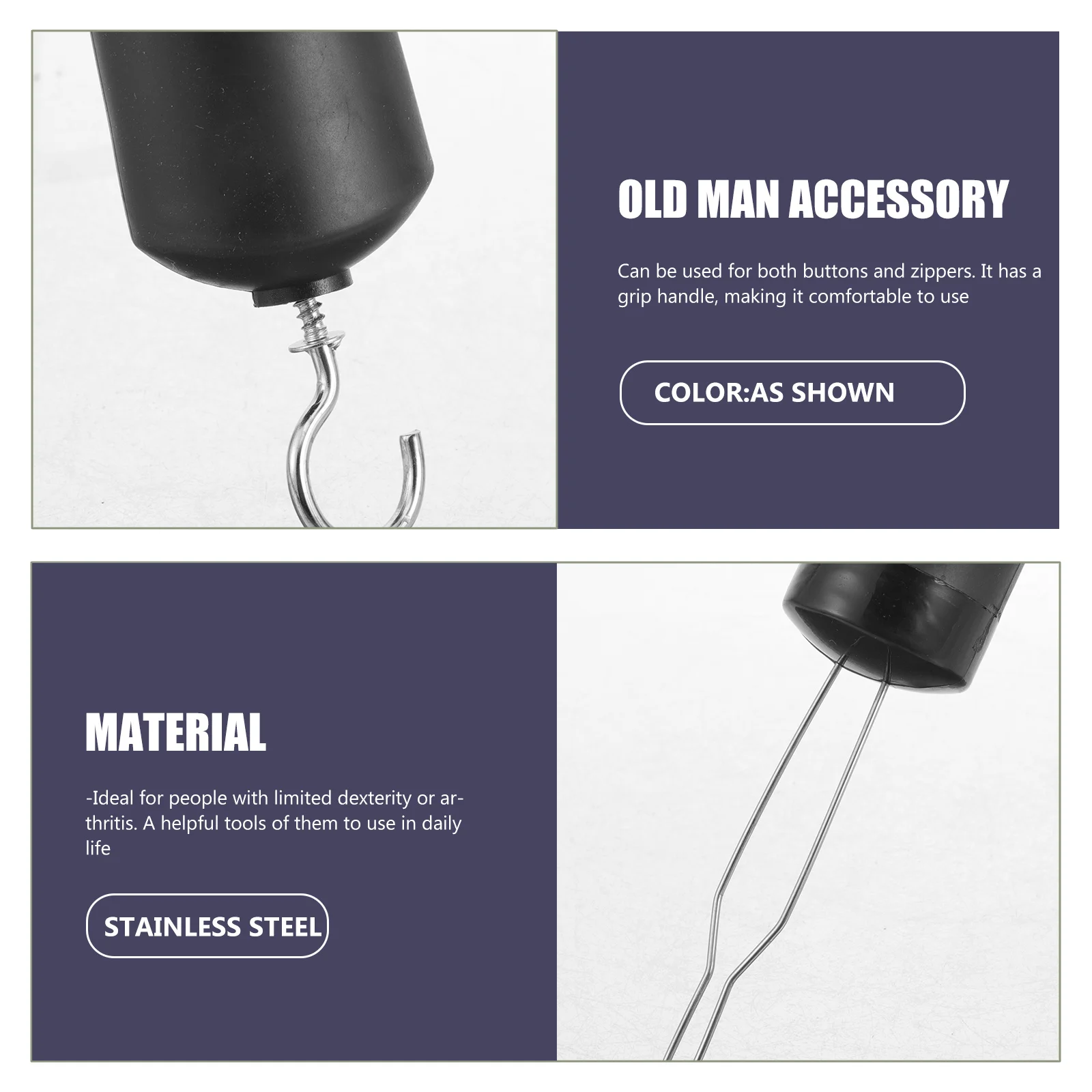 

3Pcs Button Hook Helper Dressing Aid for Dexterity Problems Zipper Pull Assist Tool Grip Button Hook for Clothing