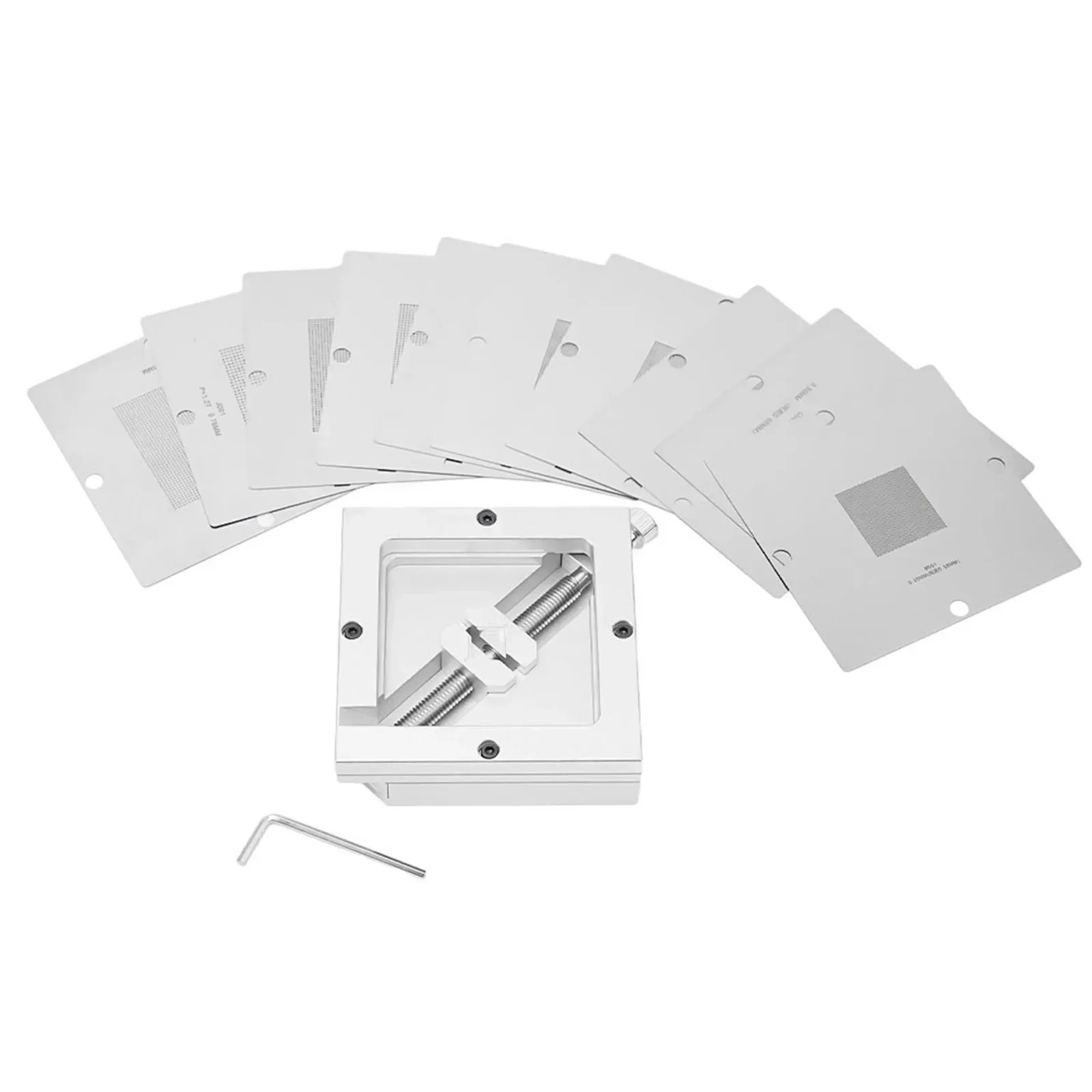 BGA Reballing Kit 90mm Reball Station Fixture Jig Heavy Duty Table Template Bracket Clamp PCB & 10Pcs-Universal Stencil Part