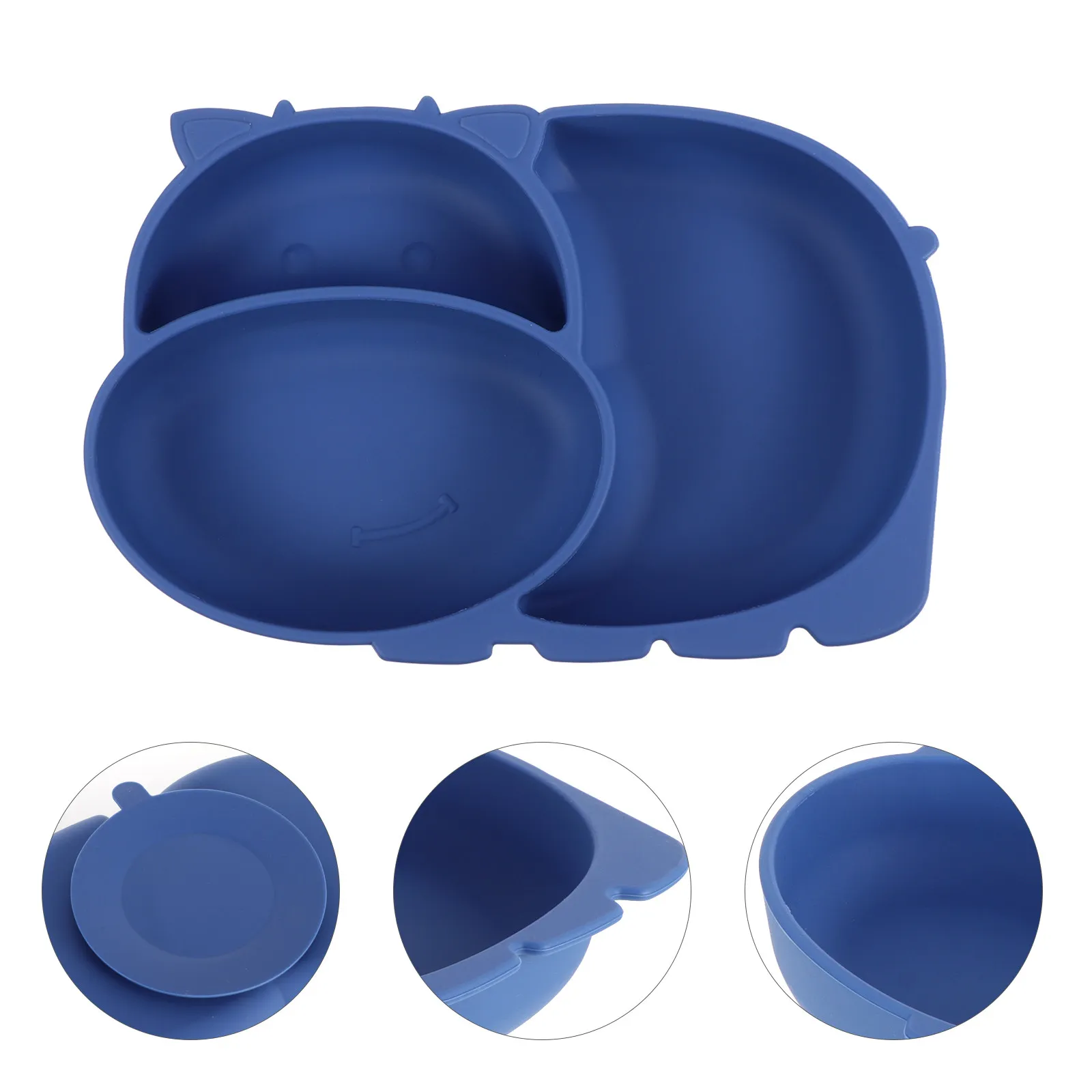 

1Pcs Silicone Suction Baby Plate Cartoon Cow Shape Three Compartment Non-Slip Dinner Plate Practical for Travel