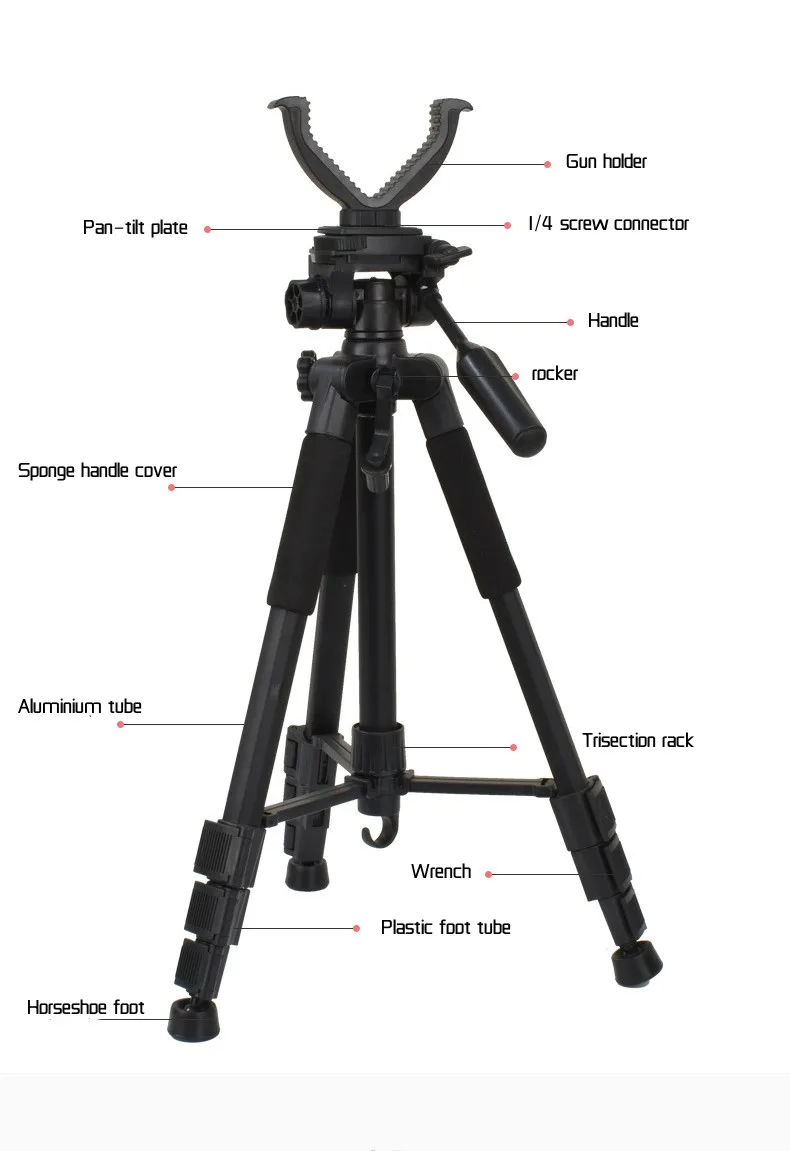 FX-Shooting Hunting Gun Support Tripé, liga de alumínio telescópica, piso prática ao ar livre, Gun Bracket, NN052, 1,5 m