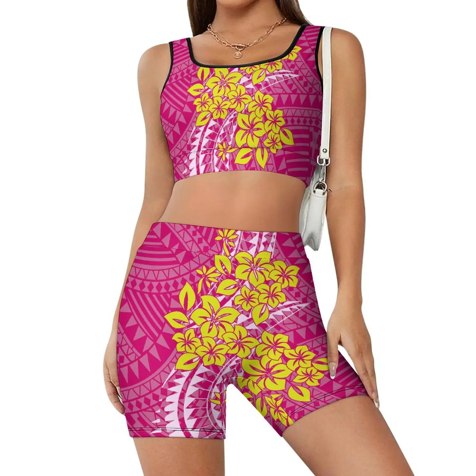 

Women'S Sports Suit Summer Breathable Yoga Suit Traditional Polynesian Vintage Print Custom Tailored Women'S Slim-Fit Yoga Suit