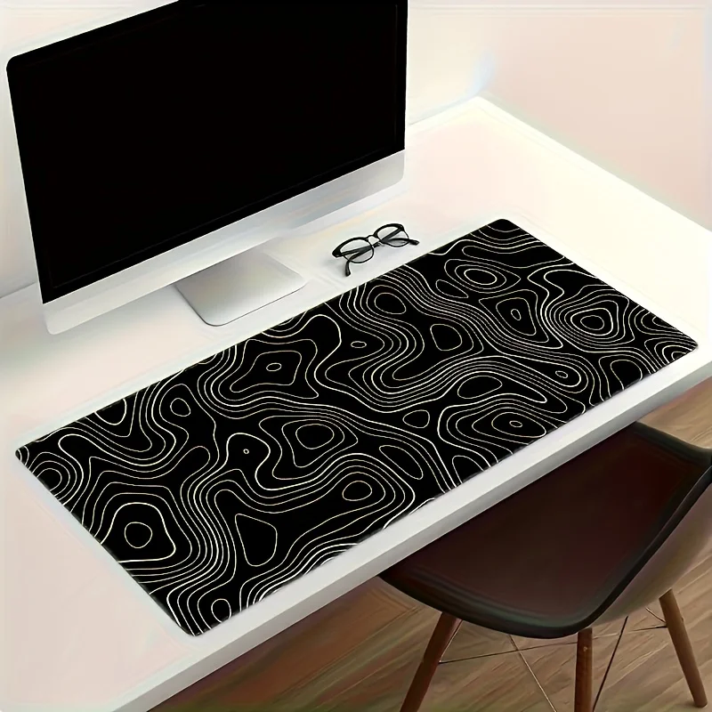 XXL Extended Gaming Mouse Pads,abstract Line Design Desktop Pad,black Geometric Pattern, Perfect for Office, Notebook and Gaming