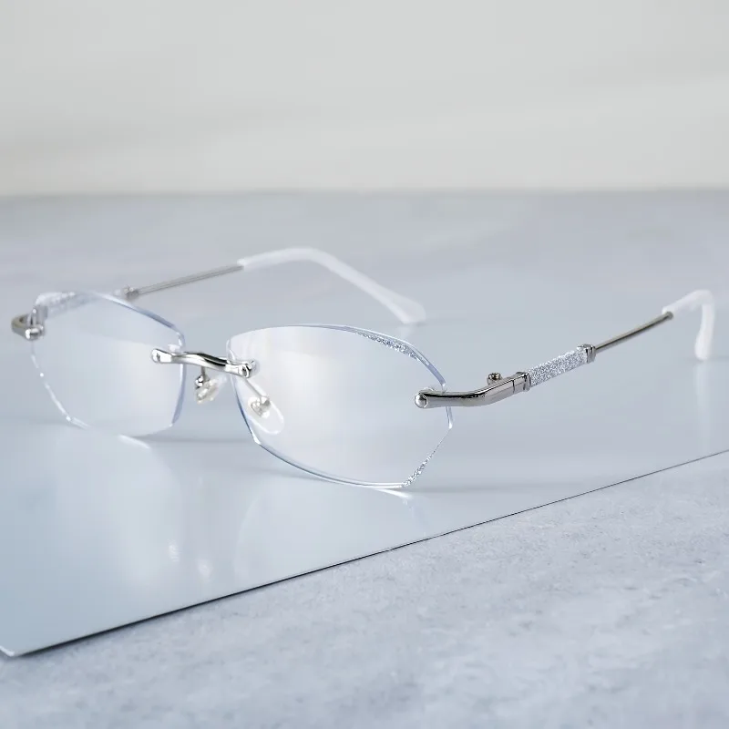 Anti-Blaulicht-Lesebrille für Damen, rahmenlos, hochauflösend, Vintage-Stil, ultraleicht, hochwertige Brille – Detail 2
