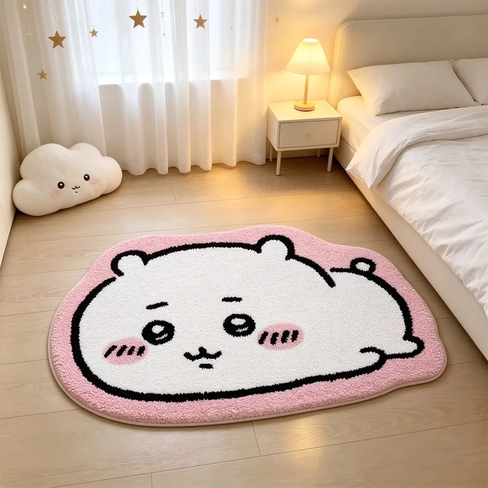 2027 Alfombra de dibujos animados Chiikawa, alfombra de felpa Hachiware Usagi, alfombra antideslizante para baño, cojín para coche, decoración suave para sala de estar
