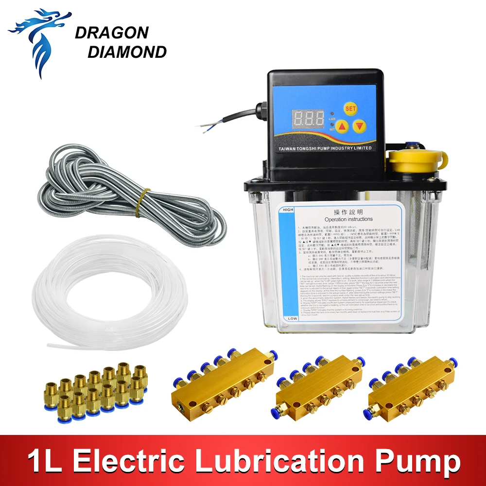 1L Oil Pump Kit 220V CNC Grease Electromagnetic Lubrication Station Pump Automatic Lubricating Oil Injector Oilairpump