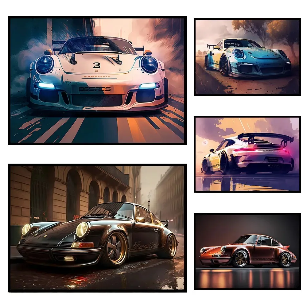 911 GT3 RS Car Generation Supercar Poster Canvsa Print Painting Home Decor Wall Art Decoration Gift For Car Lover Frameless