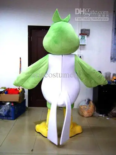 Disfraz de Mascota de dibujos animados de loro verde de espuma, Vestido de felpa de Navidad, disfraz de Mascota de Halloween, gran oferta