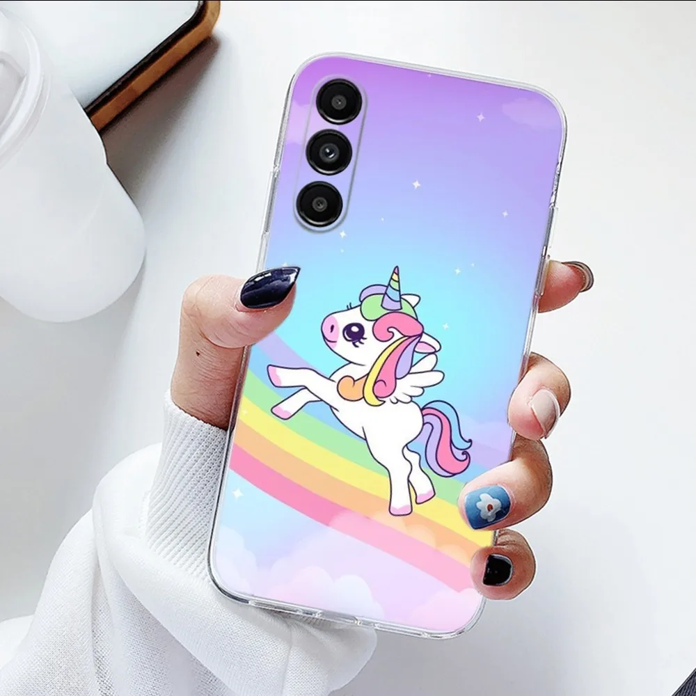 Rainbow Unicorn Phone Case For Samsung Galaxy A71,70,52,51,40,31,A50,30S,21S,Note20ultra Transparent Cover