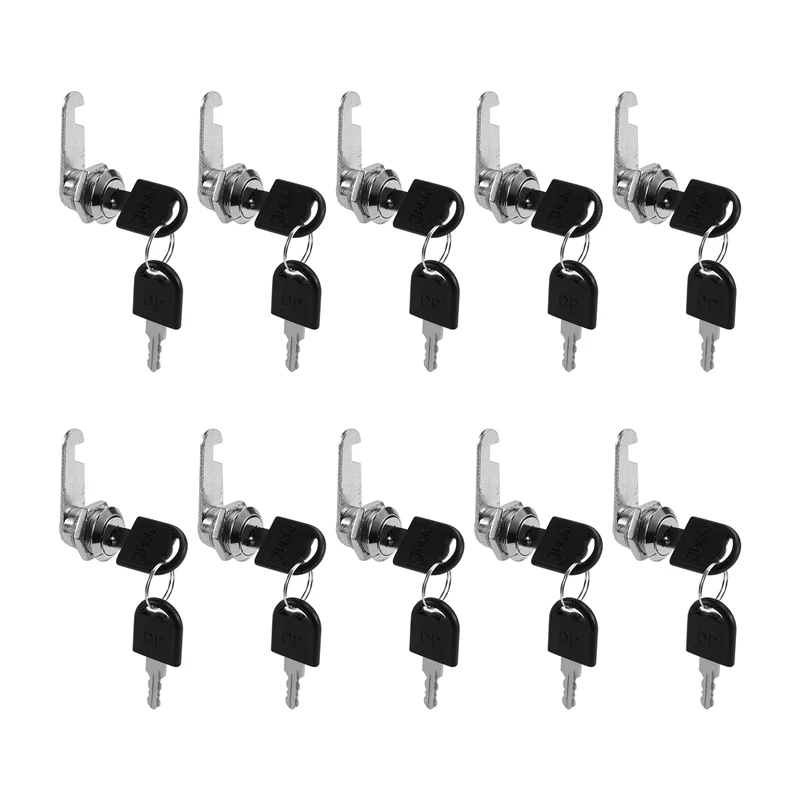 10 Set Security Lock Metal Cylinder Cabinet Locker Cam Lock With Keys Security Mailbox Lock Drawer 16Mm