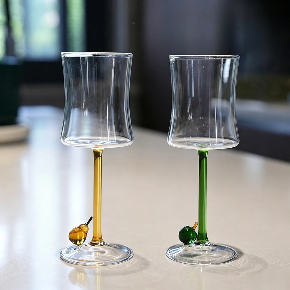 High End Cherry High Footed Glass, High-end Champagne Whiskey Glass, Colorful Fruit Liqueur Glasses, Juice Milk Cup Wine Glasses