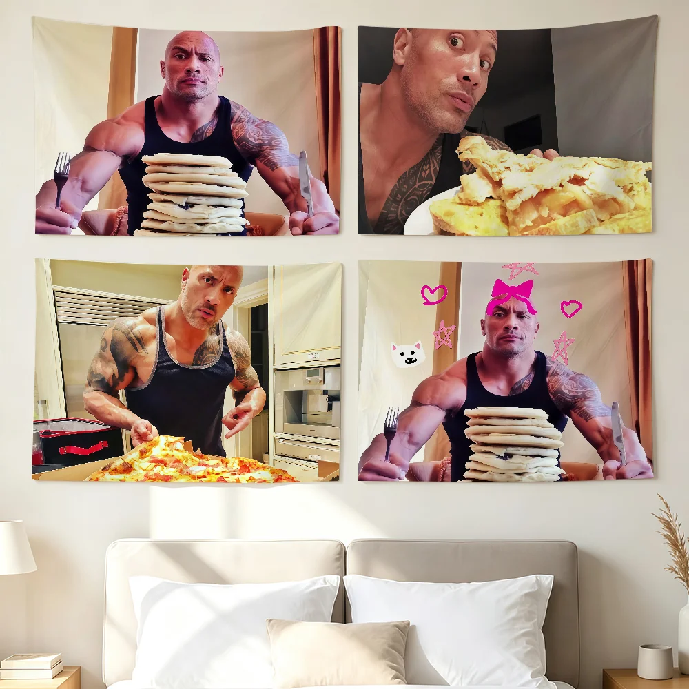 Epic Cheat Day The Rock Eating Pancakes Flag Wall Decorations Home Decor Suitable For Living Rooms Bedrooms Dormitories Parties