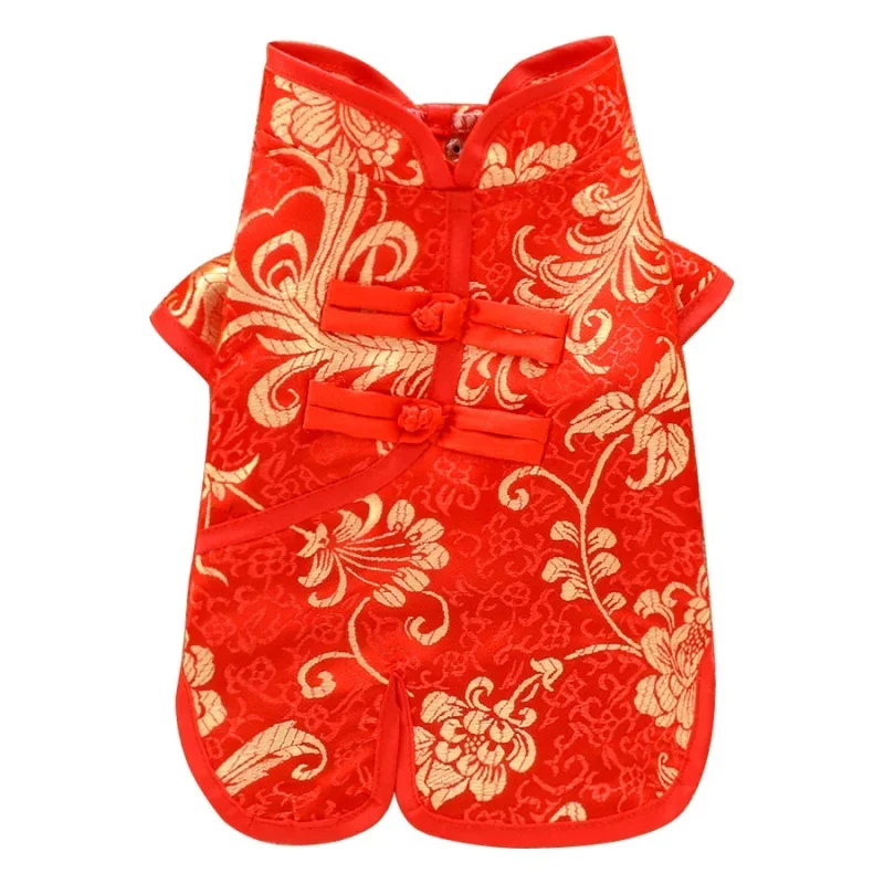 

Chinese New Year Dog Vest Cheongsam Tang Suit Summer Cat Puppy Clothes Coat Yorkshire Pomeranian Shih Tzu Poodle Bichon Clothing