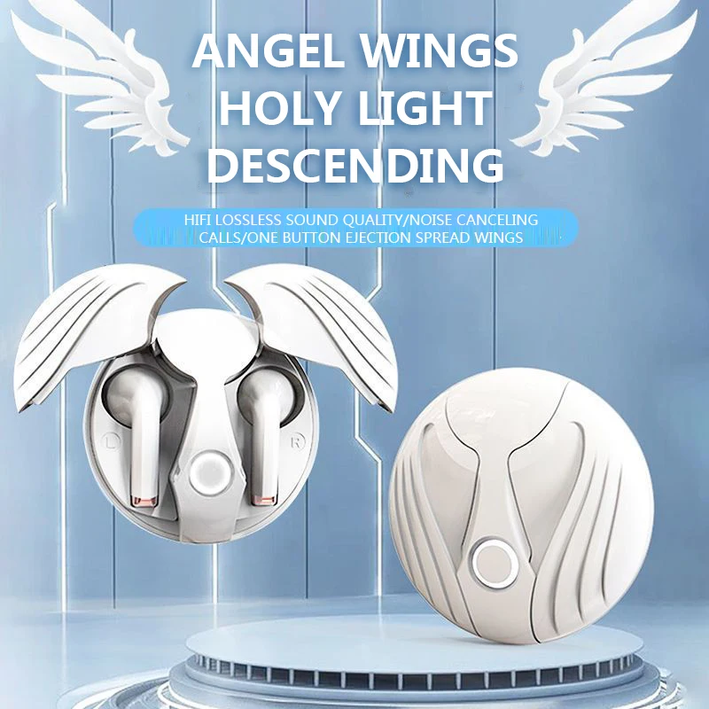 Angel Wings Bluetooth Earphone Wireless Headphone HIFI Stereo Earbuds Touch Control Gaming Sport Headset with Mic Christmas gift