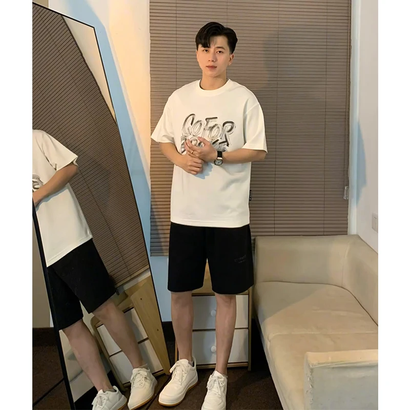 

High Waist Bla American Sle Men's Baskeall orts Summer Youth Running Sports Knee-Length Five-Quarter Casual Pants