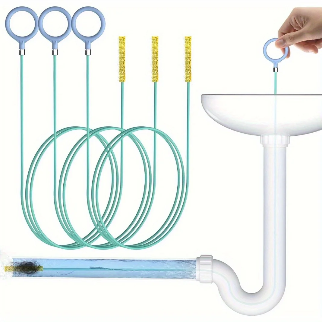 Wąż do odpływów, narzędzie do usuwania zatorów z włosów, metalowy wąż z nylonową powłoką, do zlewu łazienkowego, wanny, prysznica, rur odpływowych