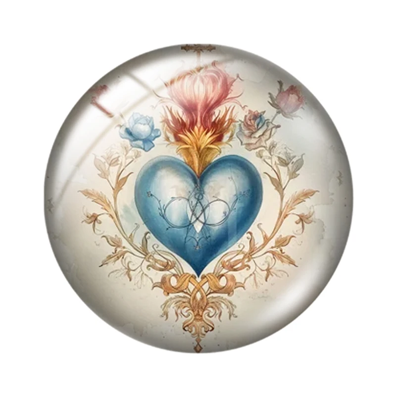 Mercy Sacred Heart  10pcs 12mm/16mm/18mm/25mm Round Photo Glass Cabochon Demo Flat Back Making findings