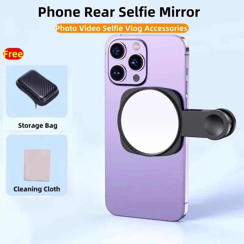 

Cell Phone Camera Lens Selfie Mirror Clip Kit Universal Phone Reflection Clip Back For Photo Video Selfie Vlog Accessories