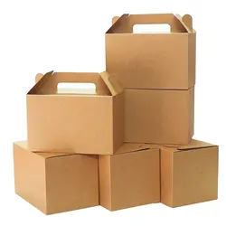 10Pcs Kraft Paper Gift Boxes with Handles Recyclable Paper Party Favor Treat Boxes for Birthday Wedding Party Takeaway Box