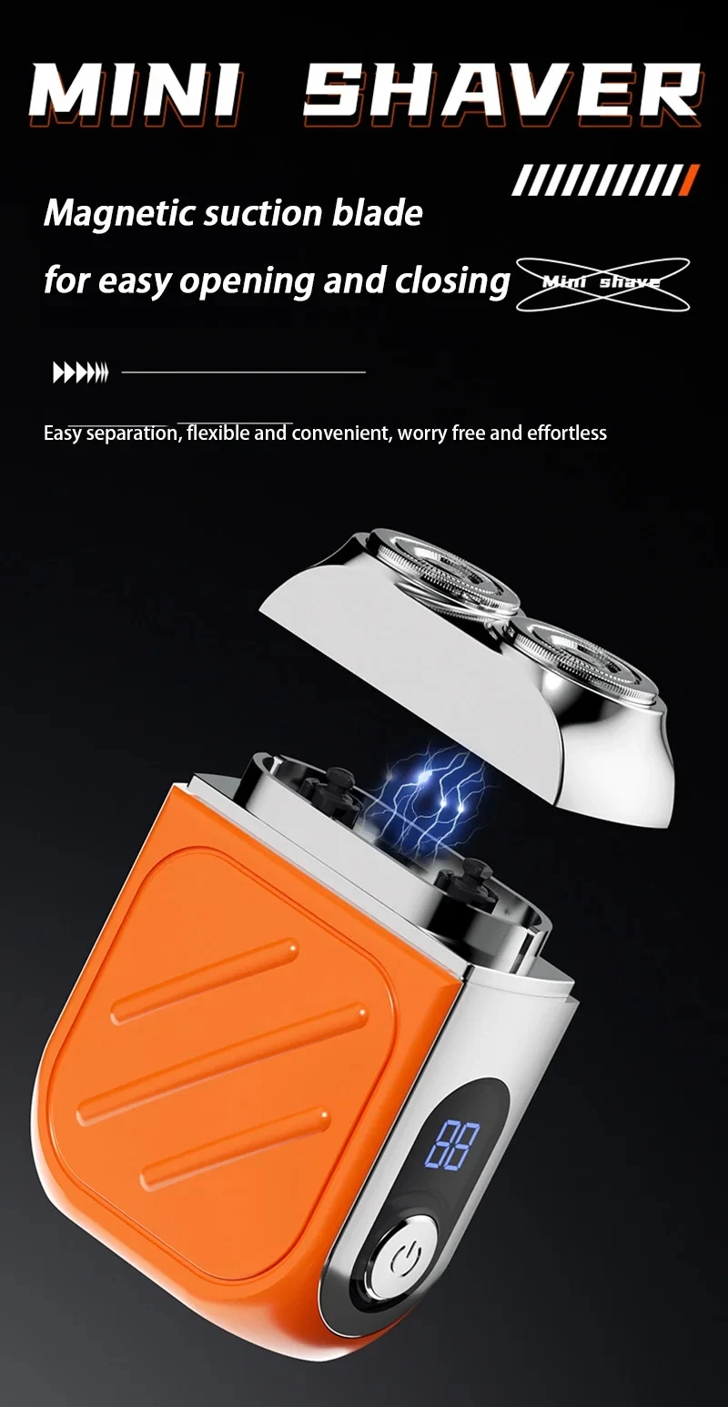 Lenovo Electric Razor IPX7 Waterproof Ultra-clean Mini Dual-head Magnetic Shaving Portable Digital Display Electric Beard Shaver