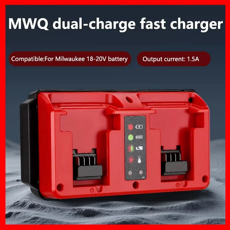 

NEW Portable Dual Ports Charger For Milwaukee 18V-20V Lithium Battery Rechargeable 48-11-1815 48-11-1820 48-11-1830 Fast Charger