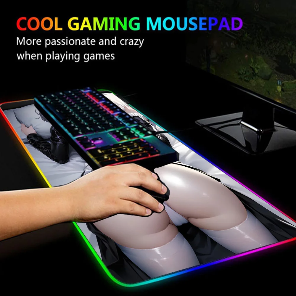 Big Ass Mouse Pad RGB LED Luminous Nsfw Mat with Butt Anime Custom Hip Mausepad Adult Pc Gaming Accessories Booty Gamer 900x400