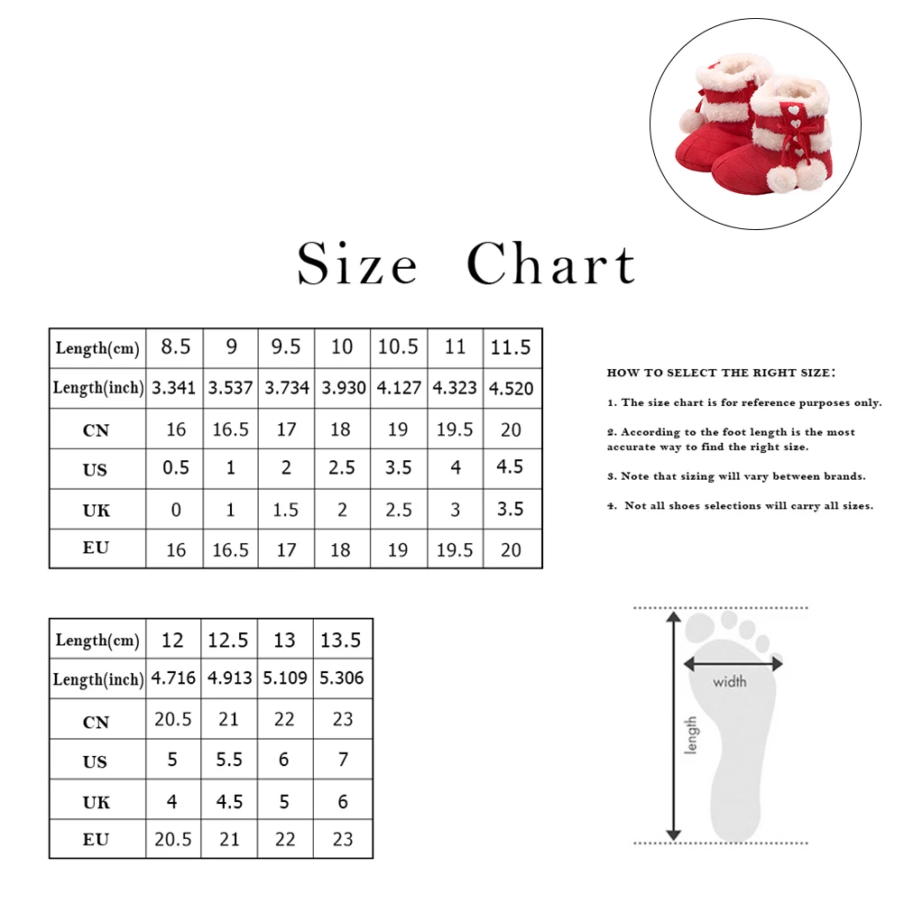 

1Pair Warm Baby Christmas Boots Cotton Bowknot Soft Sole Winter Prewalkers Infant Shoes Toddlers Winter Footwear