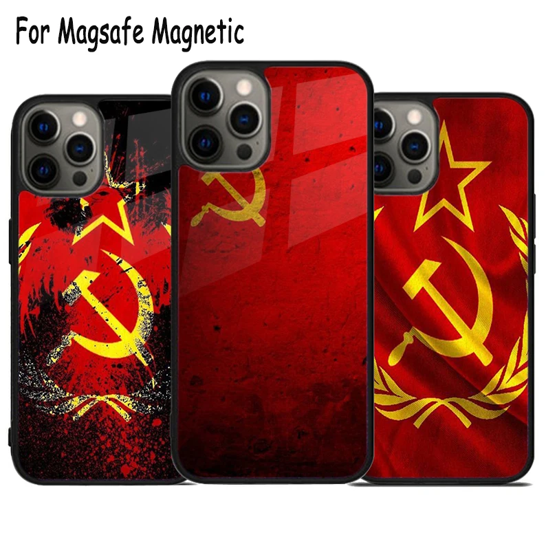 CCCP Soviet Union Russia Wireless Charge Magsafe Phone Case For iPhone 15 16 14 13 11 12 Pro Max Plus Magnetic Bumper Cover