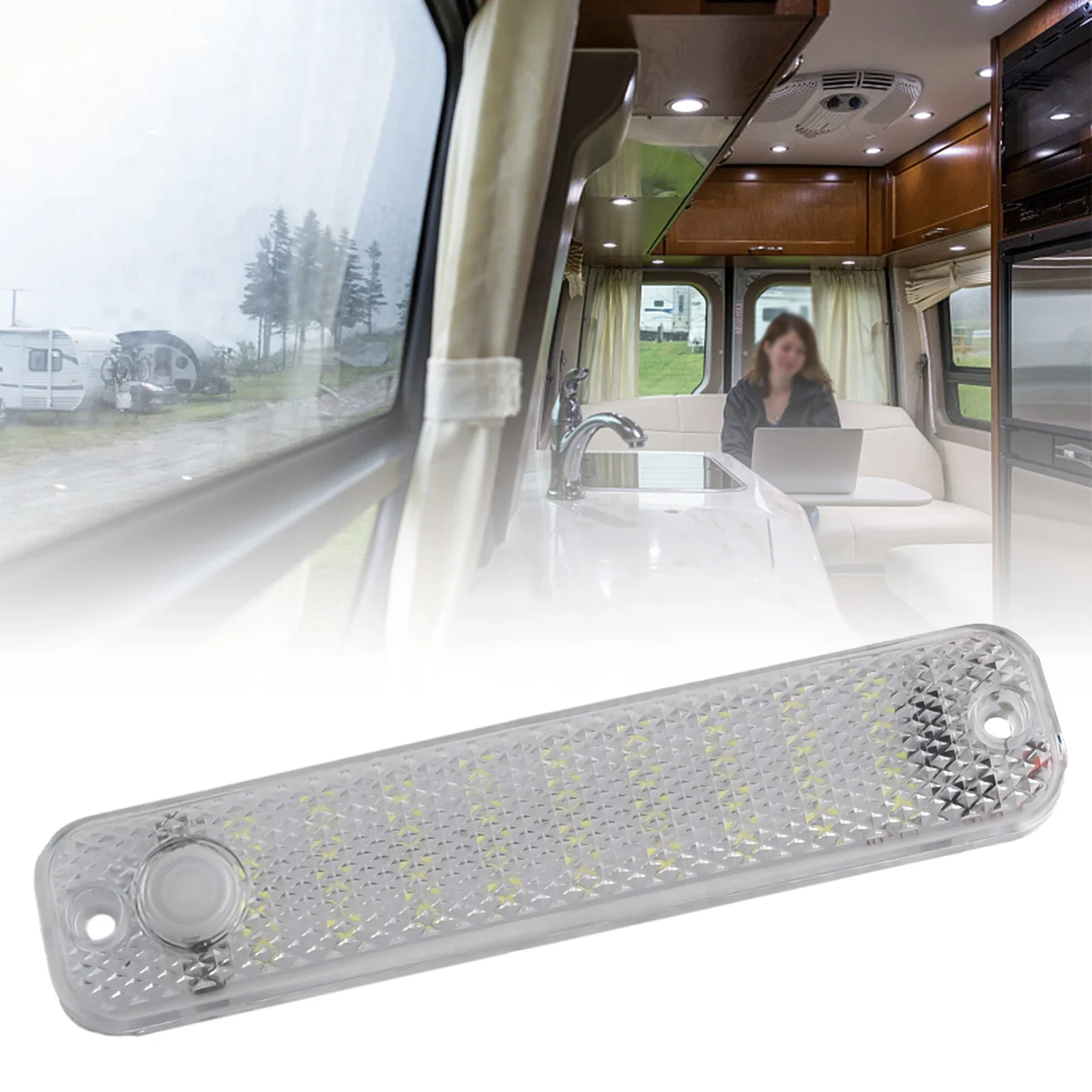 Car Cab Reading Lamp Trunk Light Power RV Van Car Cab Reading Lamp High Brightness Acrylic Anti Glare Pattern Cover