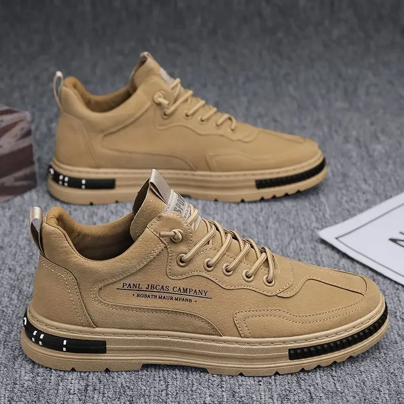 Genuine Suede Leather Men Loafers Casual Men\'s Sneakers LaceUp Oxford OutdoorJogging  Board Shoes Safety Zapatos De Hombre Traf