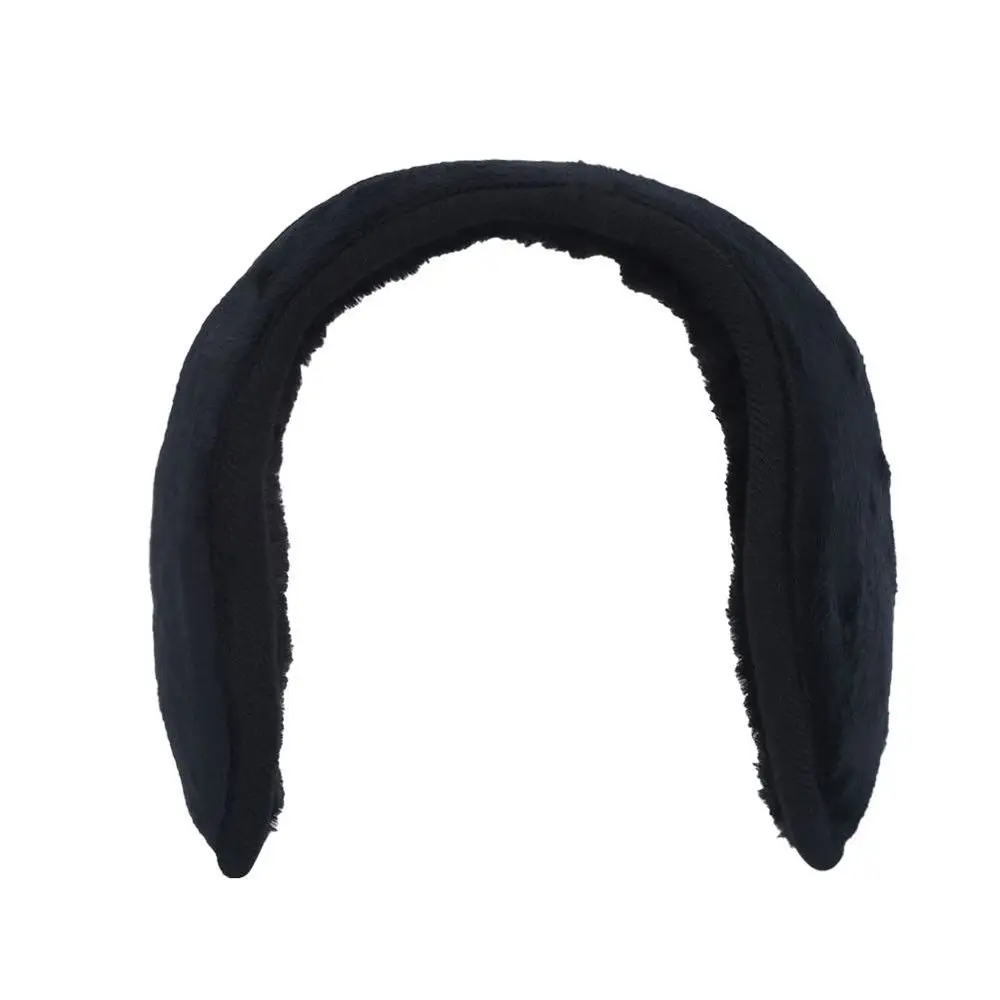 Earmuff pegangan bulu musim dingin, pita Lap telinga, bungkus hangat, Earmuff bulu hitam