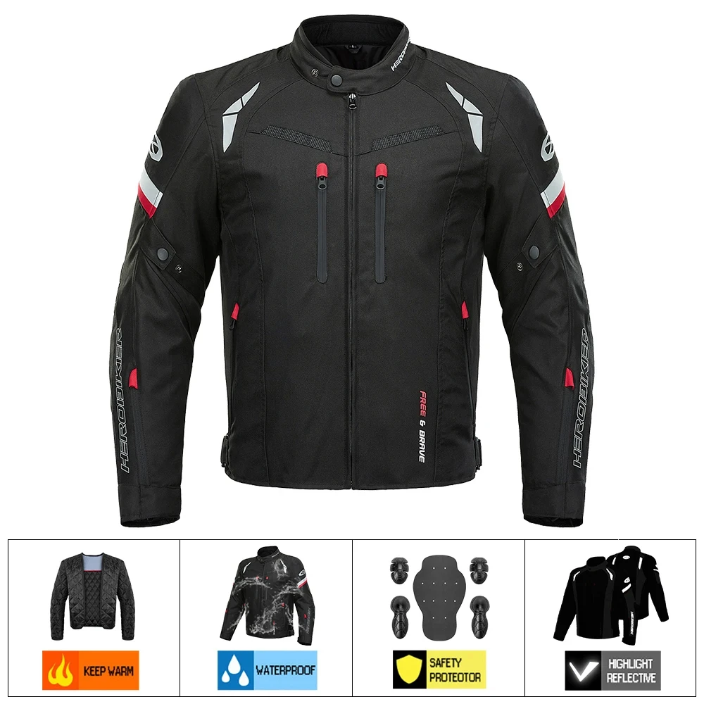 

Motorcycle Jacket Waterproof Biker Clothes Interior Detachable Biker Jacket CE Certification Anti-fall Moto Jacket Reflective