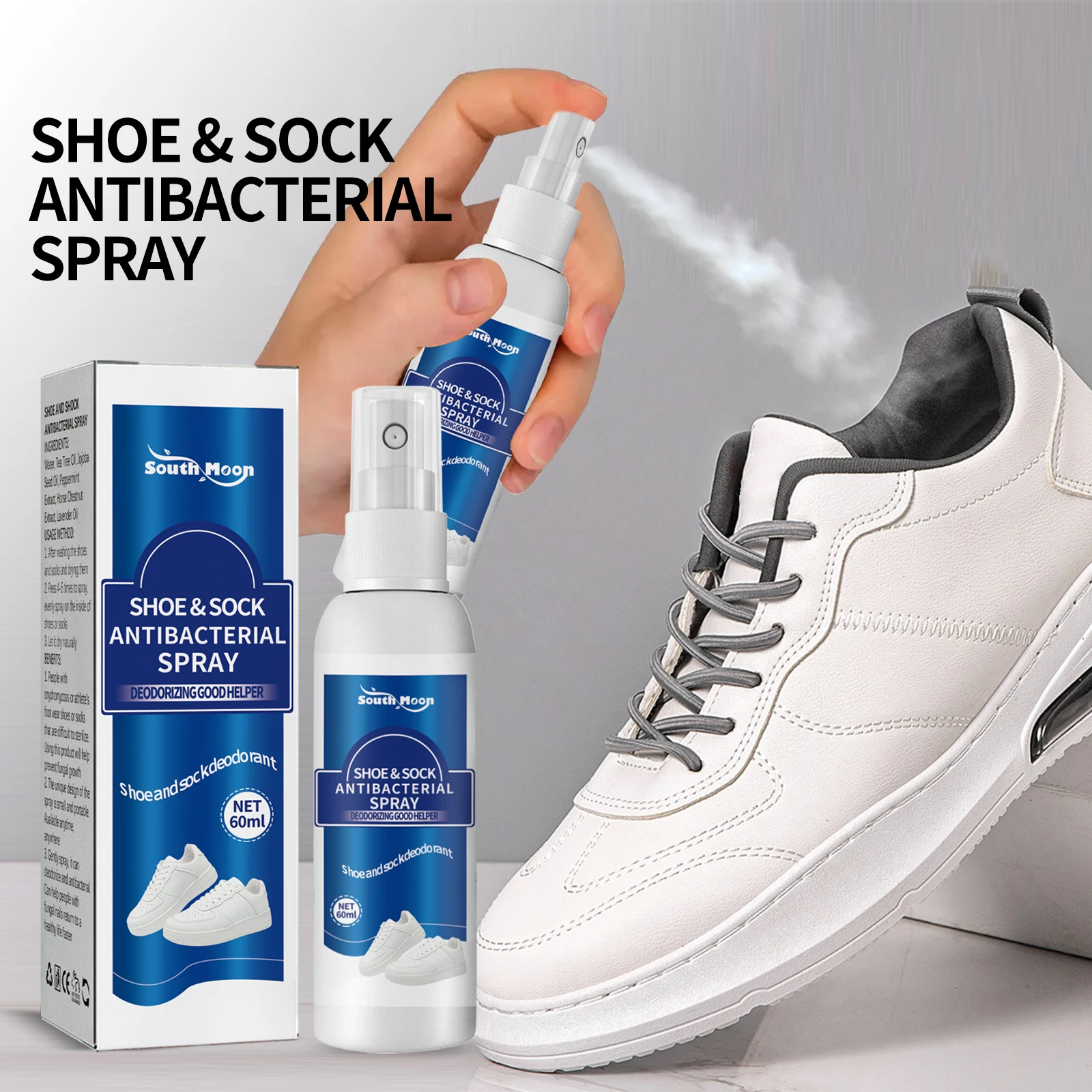 Shoe Sock Antibacterial Spray Foot Odor Shoes Stink Freshener Socks Odor Remover Spray Refresh Antiperspirant 60ml