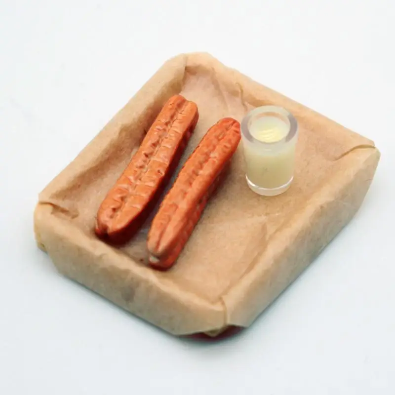 Poppenhuis Miniatuur Keuken Voedsel Model Gebakken Brood Stok Sojamelk Ontbijtset Accessoires Voor Poppenhuis Fantasiespel Speelgoed Cadeau