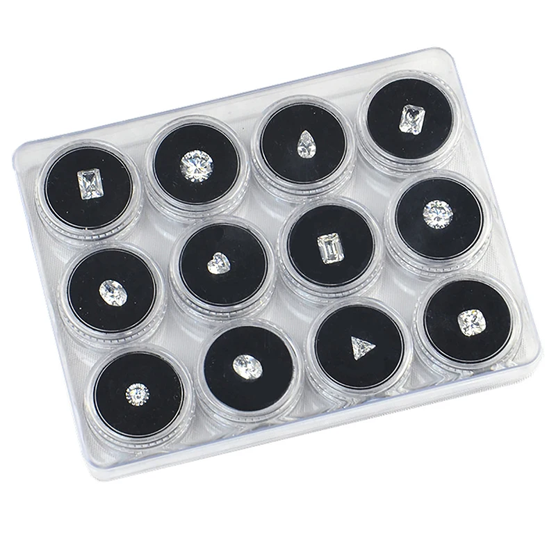 Transparente runde Edelstein-Aufbewahrungsbox für Sammlungen, Schmuck, Edelsteine, lose Diamanten, Behälter, Organizer, Schale, Etui mit Deckel – Detail 12