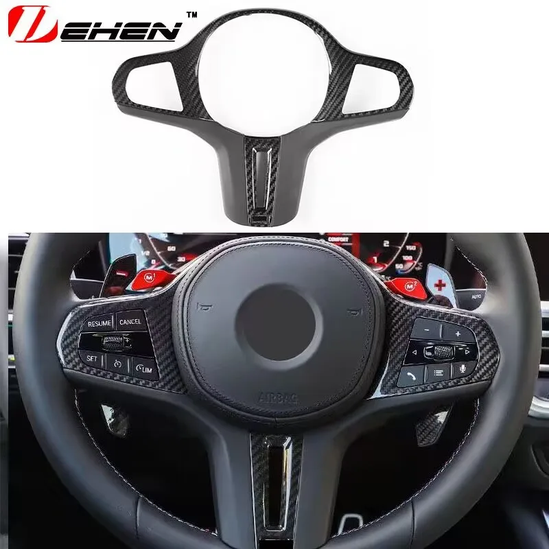 For BMW G20 G21 G22 G26 G30 G32 G42 F44 Real Carbon Fiber Car Steering Wheel Frame Cover M Performance Interior Replacment Kit