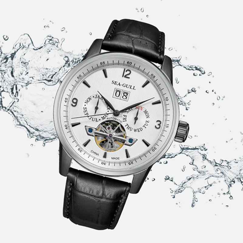 Seagull Flywheel Series Men Watch Complete Calendar Automatic Mechanical Watches Classic Dress Wristwatch relógios masculino1327 view 5