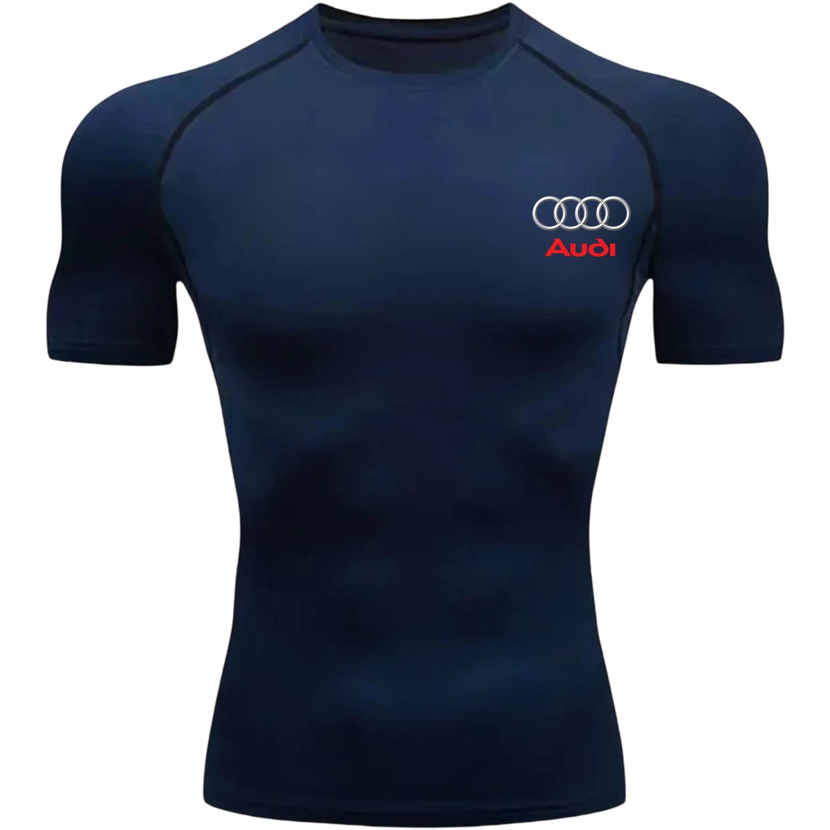 New men's Audi running T-shirt, sport compression T-shirt, short-sleeved fitness T-shirt, summer breathable and quick-drying gym