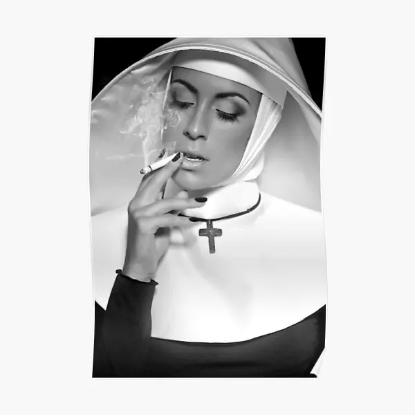 Nun Smoking  Poster Wall Decoration Home Mural Room Vintage Picture Funny Art Decor Print Painting Modern No Frame