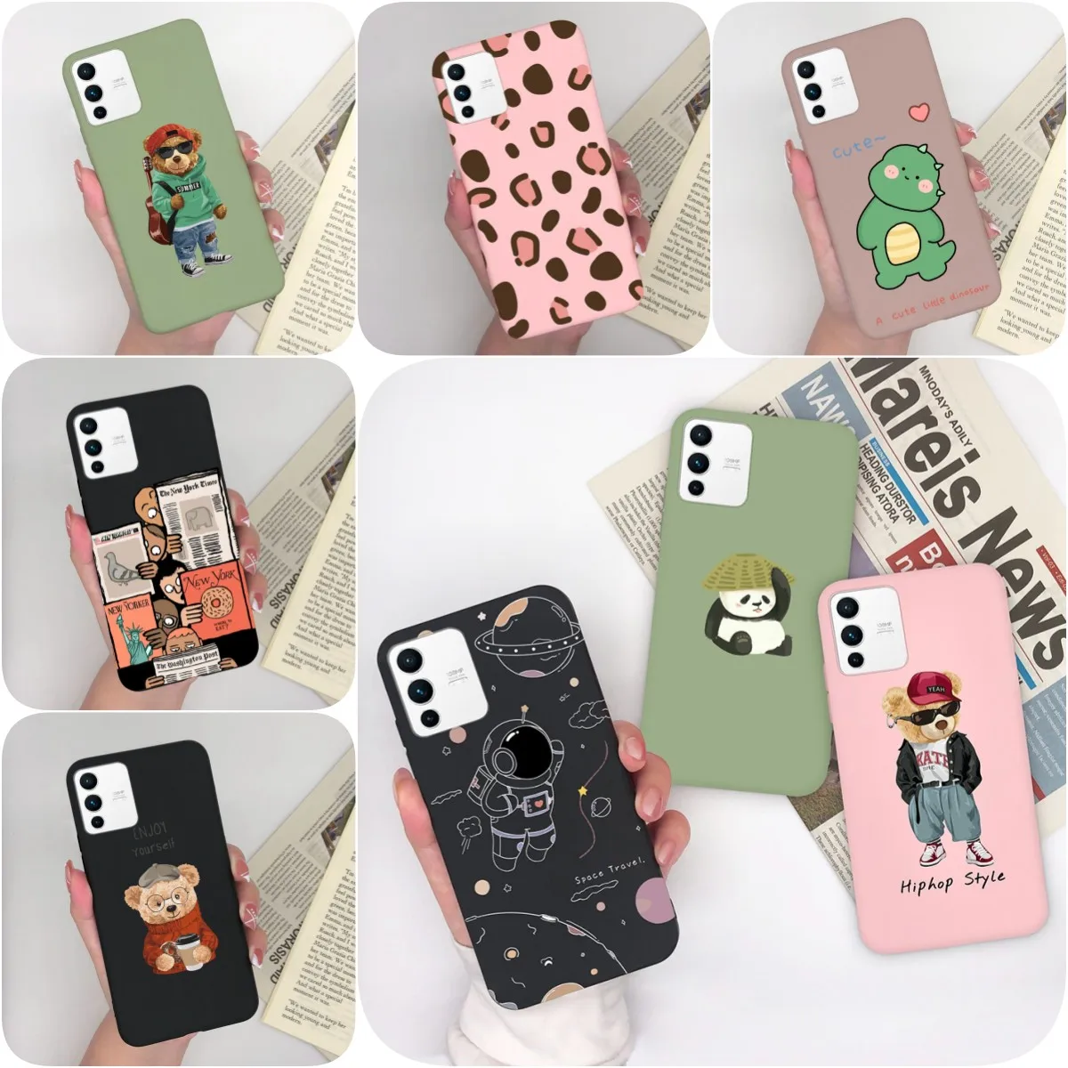 Case For Vivo S12 Pro S 12 Cover Cute Shockproof Bear Pattern Matte High Quality Soft Silicone Capa For Vivo S12Pro Fundas Coque