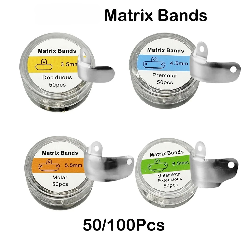 50/100Pcs Matrix Bands with Holes Palodent V3 Sectional Contoured Matrix System Metal Matrices Matrix Strips Tool S