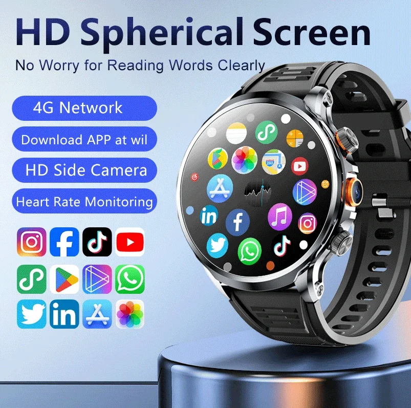 2024 New Smart Watch H18 4G SIM Card 1.95 inch Large Screen With 200W HD Camera GPS WIFI Google Play 128GB ROM Smartwatch Men