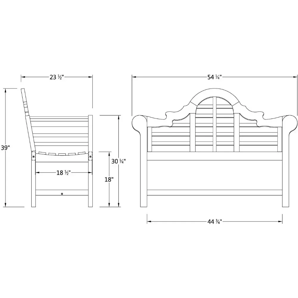 4-Foot Outdoor Patio Furniture Luxury Lutyens Outdoor Garden Bench for Patio Furniture Lawn Chairs Natural Teak Terrace Benches