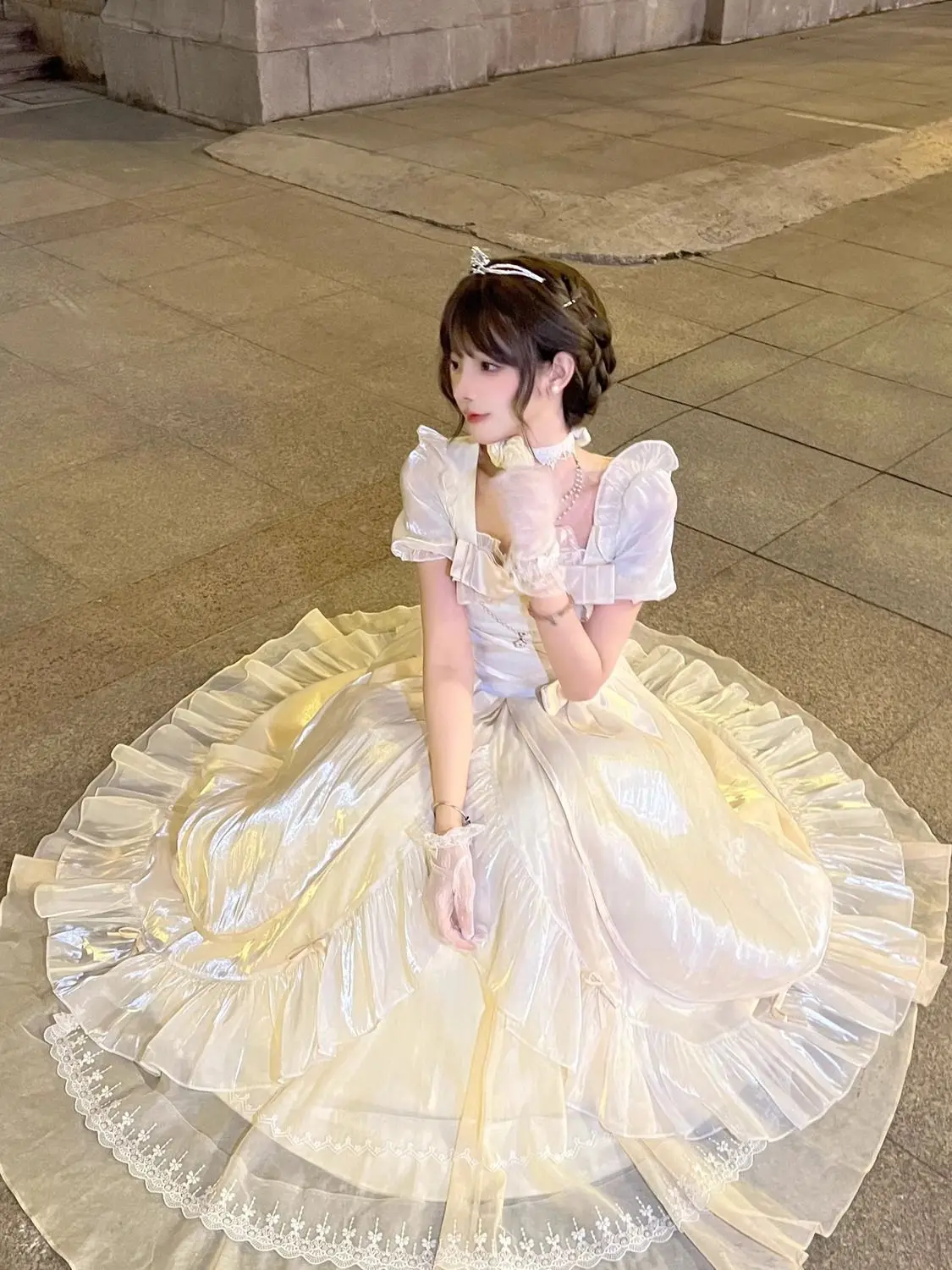 Erzeugen Farbe Blume Hochzeit Lolita Kleid Lolita süßes und elegantes Kleid Prinzessin Kleid Fee Kleid