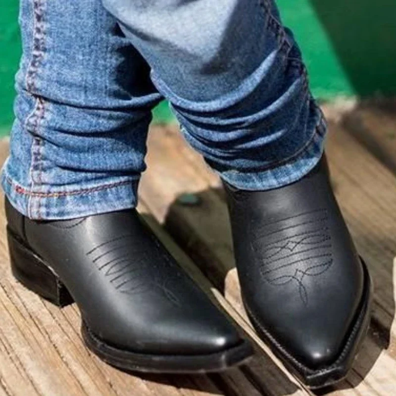 Czarne buty westernowe dla mężczyzn Kowbojowe brązowe buty Chelsea Buty biznesowe z zamkiem błyskawicznym do kostki Rozmiar 38-46
