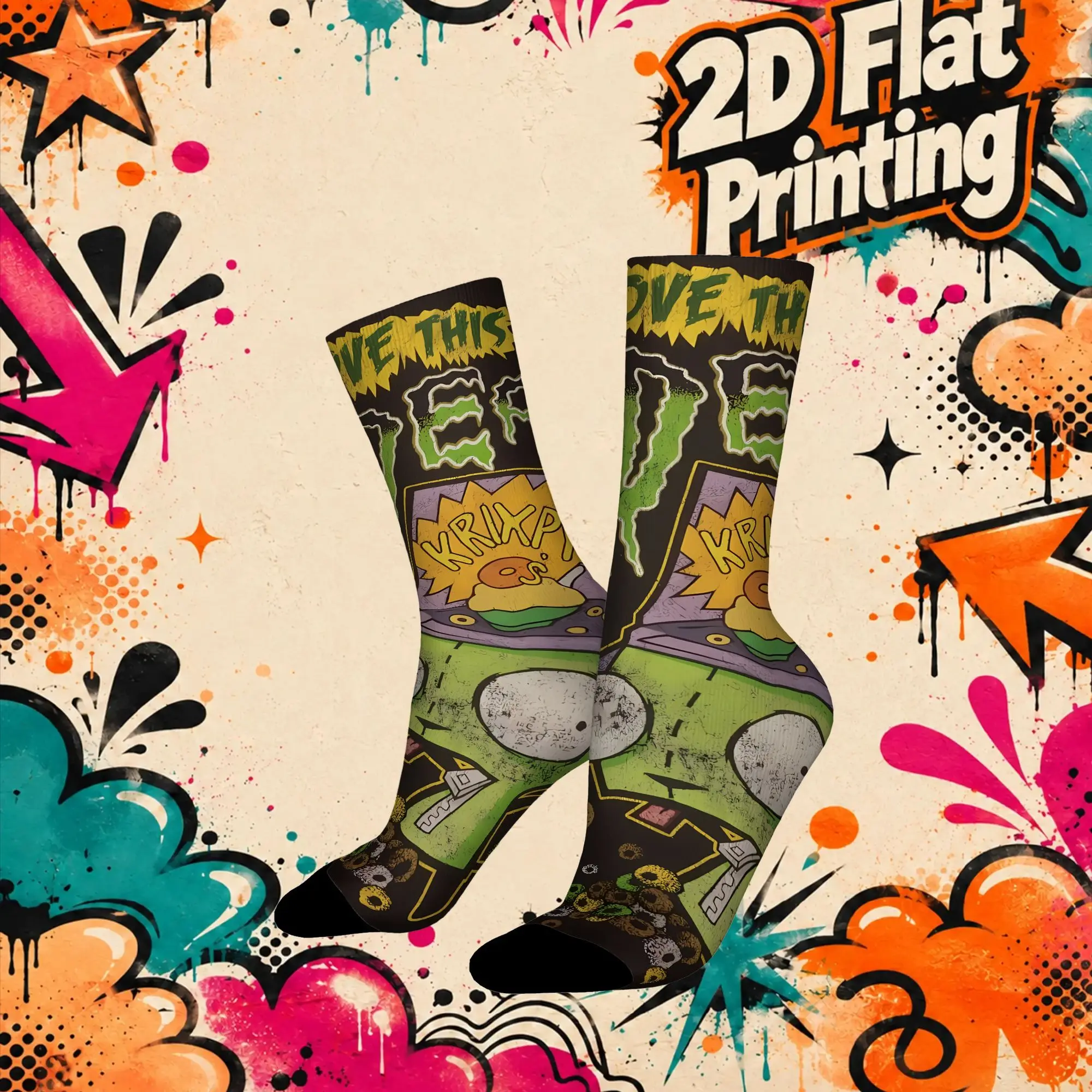Invader Zim Anime Outdoor Men's  Mid Tube Winter Socks Unisex Suitable Crew Sock Cycling Socks