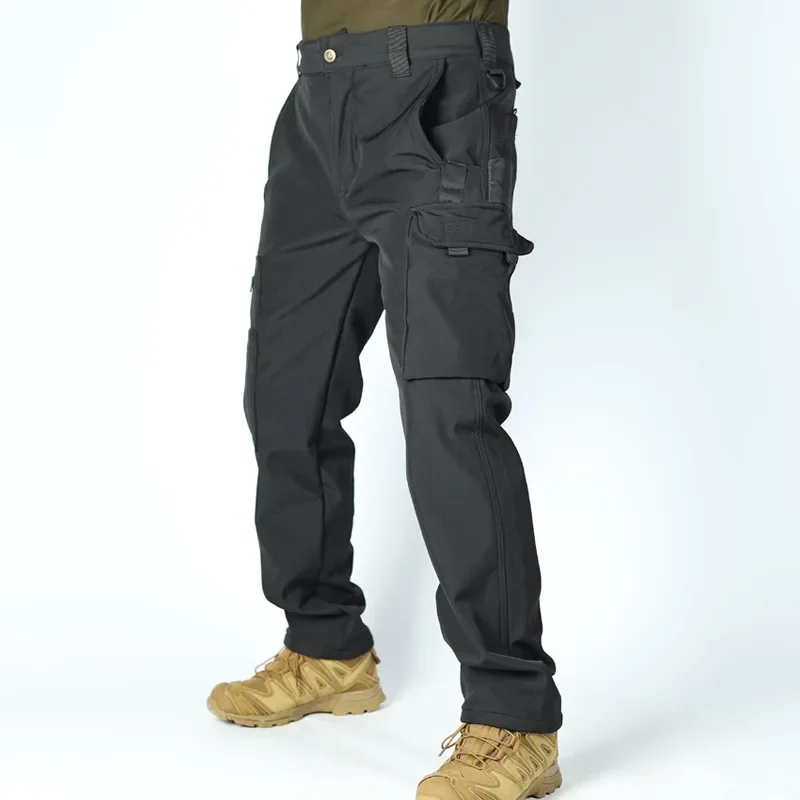 

Мужские флисовые осенне-зимние теплые тактические брюки из софтшелла, уличные брюки-карго для работы, пешего туризма, спортивные брюки в стиле милитари с несколькими карманами