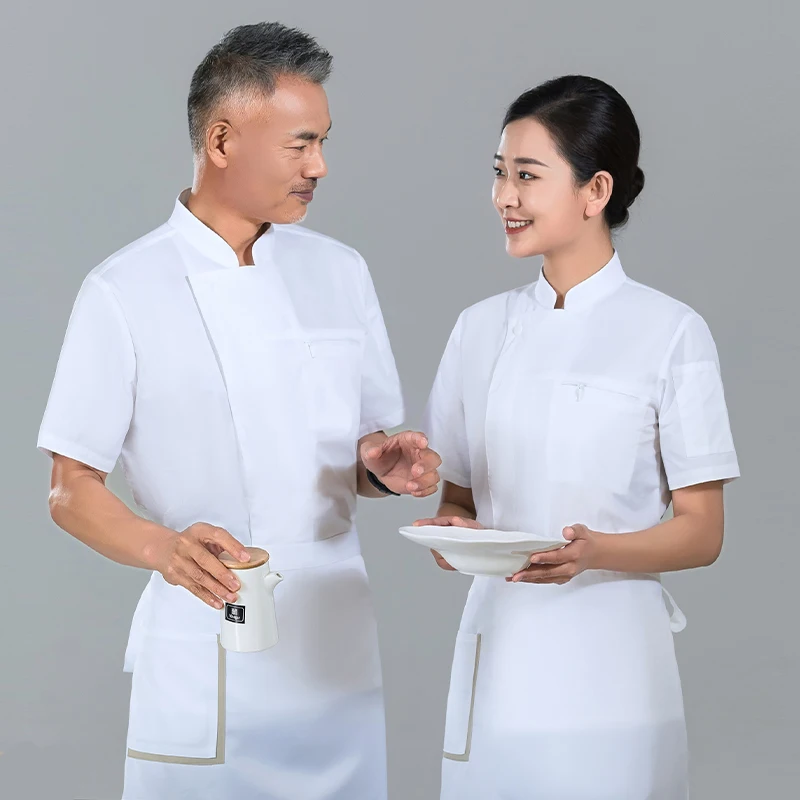 Hotel Chef Jacket Restaurant Kitchen Cooking Work Uniform Summer Catering Bakery Waiter Shirt Cafe Bar BBQ Cook Work Clothing